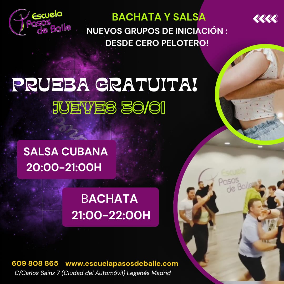 Bachata y salsa para principiantes en Leganés